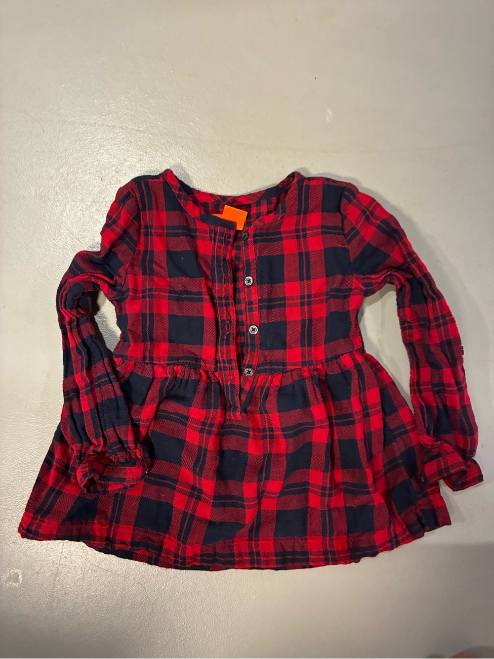 Red & Navy Plaid Long-Sleeve flannel Top - girls